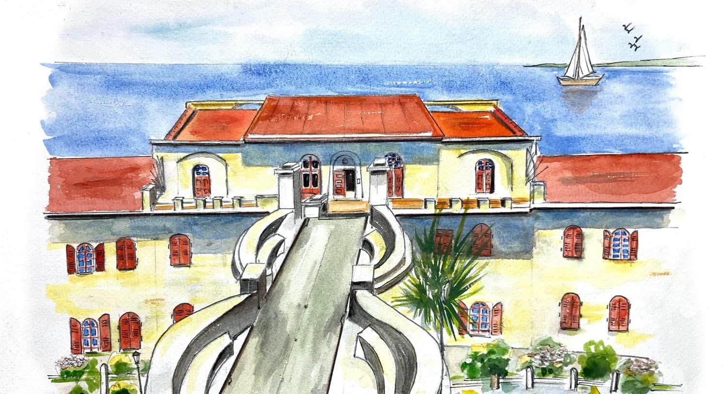 Aquarelle — La destination, un regard sur l'horizon